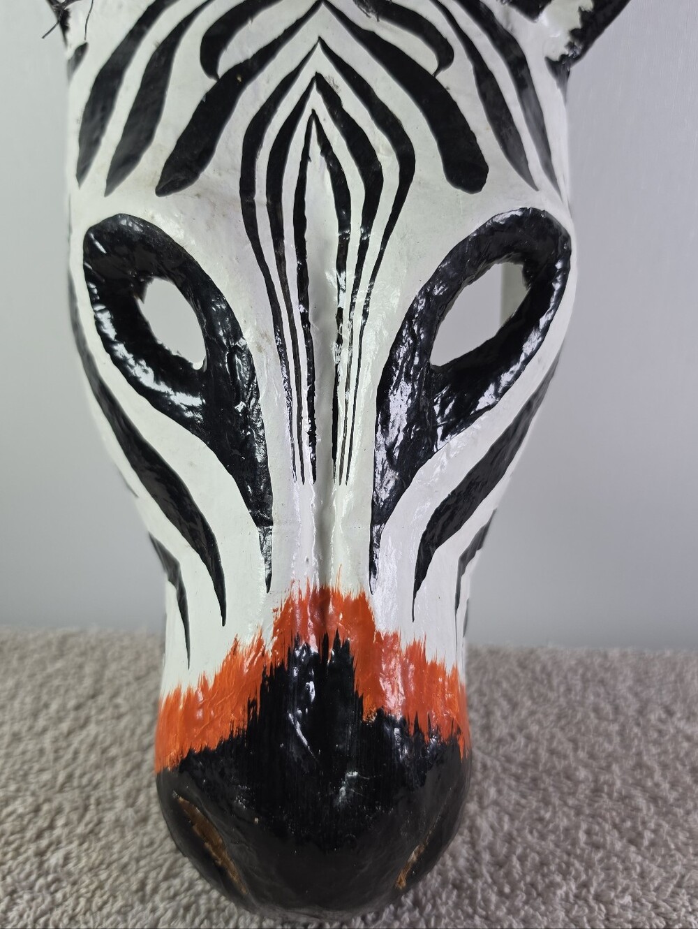Hand-Painted Paper-mache Zebra Mask - Picture 2 of 9